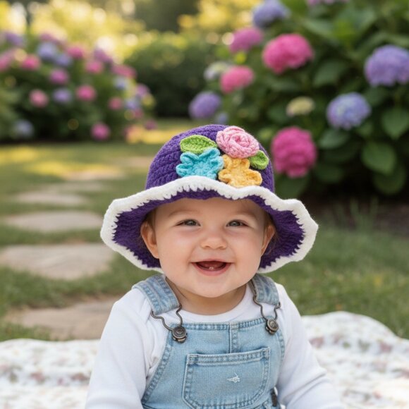 Strawberry Shortcake Friends Crochet Bucket Hats 6-12M New - Picture 1 of 5